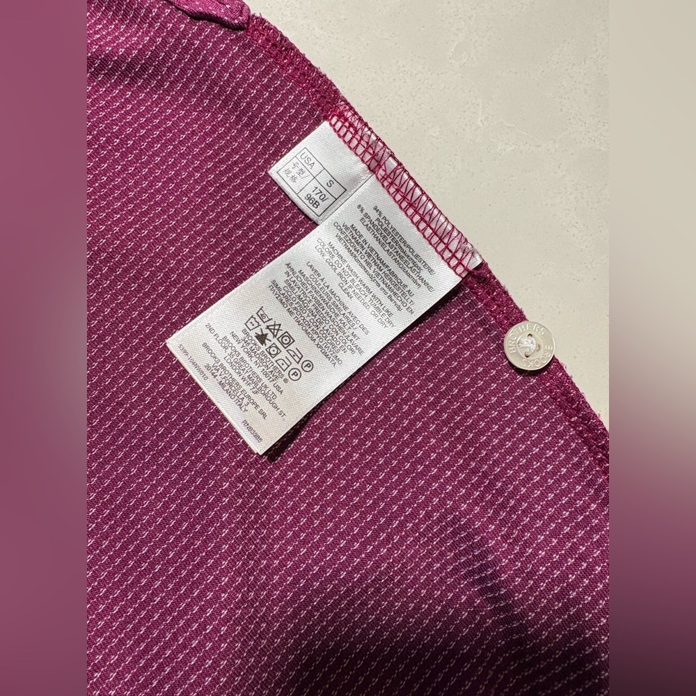 Brooks Brothers Men's Small Polo Shirt Maroon Micro-Dot Stretch Golf Performance - Picture 14 of 16